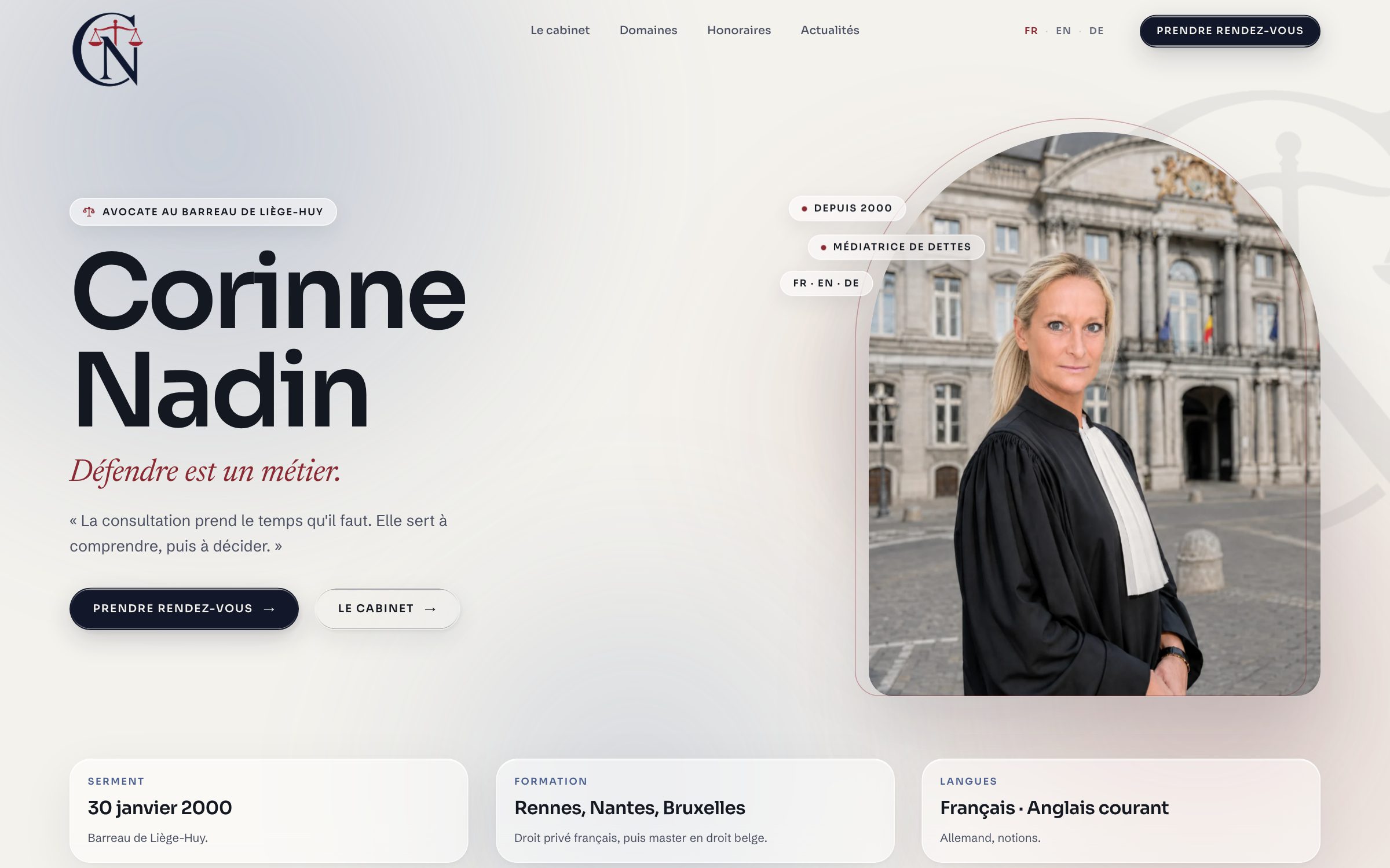 Cabinet Corinne Nadin, page d’accueil du site